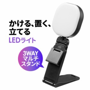 LEDライト 小型 充電式 ストリーミングライト モニター引っ掛け スタンド設置 最大240ルーメン LED20粒 色温度5段階[800-LED066]