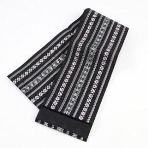 リバーシブル小袋帯「献上柄 黒」日本製 半幅帯 細帯 半巾帯 浴衣 