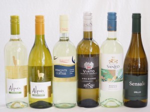 チリ産アルパカとイタリア白ワイン6本セット(白シャルドネ・セミヨン 白ソーヴィニヨン・ブラン 白センサーレ グリッロ 白コルテーゼ ピ