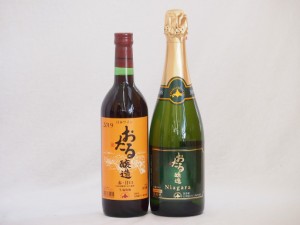 おたるワイン2本セット(ナイアガラスパークリング白ワインやや甘口 赤ワイン生葡萄酒 甘口) 720ml×2本