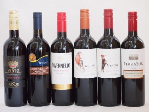 イタリア×チリ赤ワイン6本セット(テラスルカベルネソーヴィニヨン デルスールカベルネ モンテプルチアーノ ダブルッツオ センシィヴィル