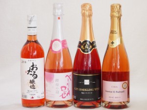 鮮やかなロゼワイン4本セット(山梨県産マスカット・ベーリーA 酵母の泡やや辛口 信州産塩尻コンコードやや甘口 シャンパーニュ製法エレタ