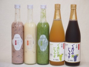 甘酒と飲料5本セット(有機ナイアガラぶどう果汁100％ 有機コンコードぶどう果汁100％ 一糀甘酒吟醸アルコール0％ 一糀甘酒古代米アルコー