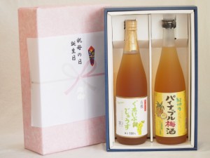 父の日 感謝贈り物ボックス 果汁100％ジュースと果物梅酒2本セット(有機ナイアガラぶどう果汁100％ 沖縄県産パイナップル梅酒) 710ml×1