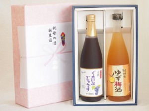 父の日感謝の贈物ボックス 果汁100％ジュースと果物梅酒2本セット(有機コンコードぶどう果汁100％ ぷかぷか柚子の香りゆず梅酒) 710ml×1