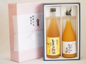 父の日 感謝贈り物ボックス 果物梅酒2本セット(和歌山県産レモン梅酒 有田完熟みかん梅酒) 720ml×2本