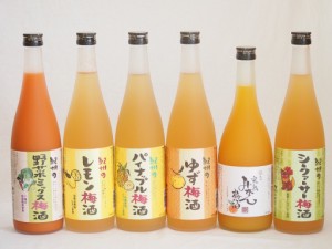 果物梅酒6本セット(国産シークァーサー梅酒 和歌山県産レモン梅酒 ぷかぷか柚子の香りゆず梅酒 ７種の国産野菜ミックス梅酒 沖縄県産パイ