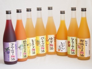 果物梅酒8本セット(岩手県産ブルーベリー梅酒 国産シークァーサー梅酒 5種の和歌山県産柑橘ミックス梅酒 和歌山県産レモン梅酒 ぷかぷか