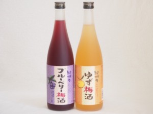 果物梅酒2本セット(岩手県産ブルーベリー梅酒 ぷかぷか柚子の香りゆず梅酒) 720ml×2本