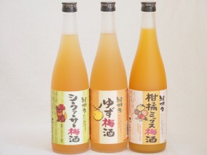 果物梅酒3本セット(国産シークァーサー梅酒 5種の和歌山県産柑橘ミックス梅酒 ぷかぷか柚子の香りゆず梅酒) 720ml×3本