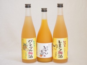 果物梅酒3本セット(和歌山県産レモン梅酒 沖縄県産パイナップル梅酒 有田完熟みかん梅酒) 720ml×3本