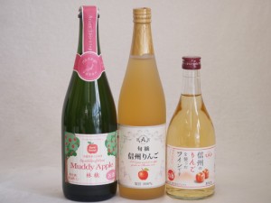 りんご果汁100％ジュースとりんごのお酒3本セット(信州りんご果汁100% 青森県産りんご100%マディアップルセミスイートやや甘口Alc3% 信州