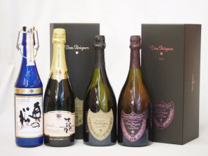 最高峰SAKE4本セット(フランスドンペリニヨン白 ドンペリ二ヨンロゼ ギフト箱付750ml×2本 高畑 嘉スパークリングスウィート マスカット