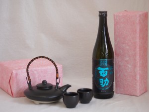 国産美濃焼 黒千代香2合セット2客ツル付(450g)井上酒造 本格麦焼酎 濃香百助 (大分県) 720ml