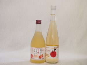 国産りんご酒2本セット(青森弘前市産シードル 信州のりんごワイン) 500ml×2本