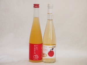 国産りんご酒2本セット(青森弘前市産シードル りんごはじめましたりんご梅酒) 500ml×2本