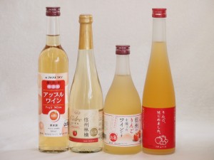 りんご酒4本セット(信州林檎シードル りんごはじめましたりんご梅酒 アップルワイン 信州のりんごワイン) 500ml×4本