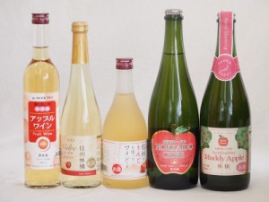 りんご酒5本セット(余市産りんご北海道シードル 信州林檎シードル セミスイートアップル(やや甘口) アップルワイン 信州のりんごワイン) 