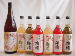 カラフル梅酒7本セット(赤しそ赤い梅酒(和歌山) 米焼酎仕込はんなり梅酒(京都) 蜂蜜梅酒(和歌山) 緑茶梅酒(和歌山)) 720ml×6本 1800ml×