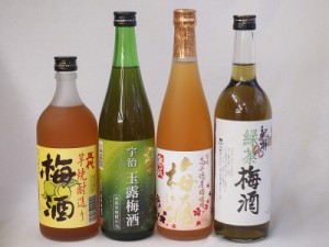 豪華梅酒4本セット(芋焼酎仕込五代梅酒(鹿児島) 宇治玉露梅酒(京都) 高千穂産梅使用熟成梅酒 緑茶梅酒(和歌山)) 720ml×4本