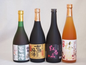 梅酒4本セット(古酒仕込み梅酒 紅南高梅酒20度(和歌山) 高千穂産梅使用熟成梅酒 梅香 百年梅酒(茨城)) 720ml×4本