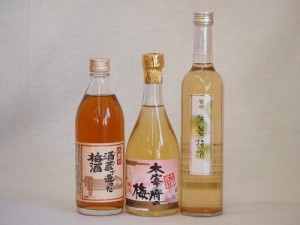 果物梅酒3本セット(生姜梅酒(大分) 大宰府の梅酒(福岡) 八鹿の酒蔵で造った梅酒(大分)) 500ml×3本