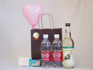 お誕生日風船セットチューハイセット富士白レモンチュハイの素600ml 炭酸水500ml×2本 メッセージカード ハート風船