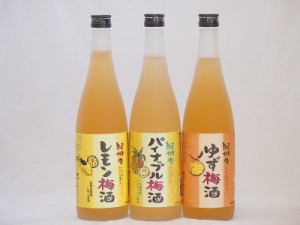 果物梅酒セット レモン×パイナップル×ゆず 中野BC(和歌山県)720ml×3本