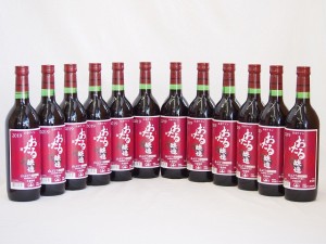 12本セット(北海道産100%赤ワイン 生葡萄酒 山ぶどう alc.10%やや甘口) 720ml×12本