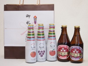 贈り物クラフトビールとリキュール5本セット(ヒュヴァ リンゴサワーalc.5% ヒュヴァ 巨峰サワーalc.5% ヒュヴァ 清見サワーalc.5% ミツボ