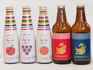 クラフトビールとリキュール5本セット(ヒュヴァ リンゴサワーalc.5% ヒュヴァ 巨峰サワーalc.5% ヒュヴァ 清見サワーalc.5% アルト ピル