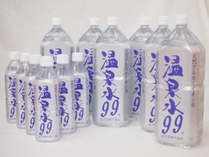 12本セット ファミリー温泉水99セット ミネラルウオーターアルカリイオン水 ペットボトル(鹿児島県)（500ml×6本 2000ml×6本)