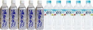 水分補給飲料10本セット(温泉水99(鹿児島県)5本 天然水5本) 500ml×10本