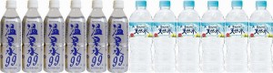 水分補給飲料12本セット(温泉水99(鹿児島県)6本 天然水)6本 500ml×12本