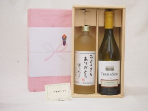 父の日 おとうさんありがとう 感謝贈り物ボックス チリワイン 麦焼酎2本セット(テラスル シャルドネ白750ml 井上酒造 おとうさんありがと