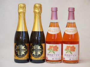 薩摩スパークリング×スパークリングワイン(ゆずどん375ml2本 北海道おたるロゼ500ml2本)計4本