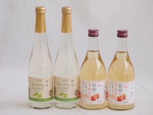 国産果物ワイン4本セット(シャインマスカット＆ナイアガラ 信州のりんご) 500ml×4本