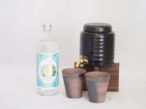 本格焼酎サーバー1000cc(18cm×24cm 1kg)三重県萬古焼き備前金彩ペアカップ(200ml×2個)宮崎本店 キンミヤ焼酎 (三重県) 720ml×1本