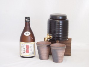 本格焼酎サーバー1000cc(18cm×24cm 1kg)三重県萬古焼き備前金彩ペアカップ(200ml×2個)菊之露酒造 古酒琉球泡盛菊之露 (沖縄県)  720ml