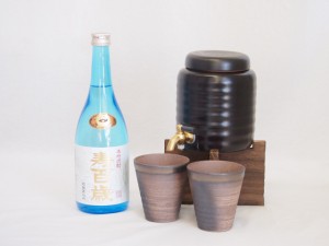 本格焼酎サーバー1000cc(18cm×24cm 1kg)三重県萬古焼き備前金彩ペアカップ(200ml×2個)東酒造 本格芋焼酎 白麹仕込み寿百歳 (鹿児島県) 