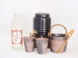 本格焼酎サーバー1000cc(18cm×24cm 1kg)萬古焼ペアカップ氷入れ竹トングセット井上酒造 本格熟成麦焼酎 夢のひととき (大分県) 720ml×1