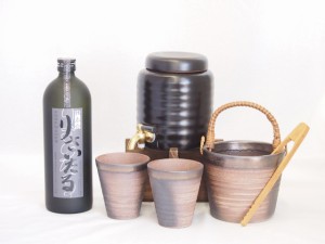 本格焼酎サーバー1000cc(18cm×24cm 1kg)萬古焼ペアカップ氷入れ竹トングセット井上酒造 本格麦焼酎 長期貯蔵焼酎 独奏会りさいたる30° 