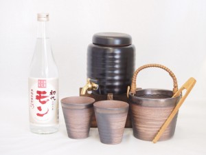 本格焼酎サーバー1000cc(18cm×24cm 1kg)萬古焼ペアカップ氷入れ竹トングセット井上酒造 本格米焼酎 初代百助の妻モン (大分県) 720ml×1