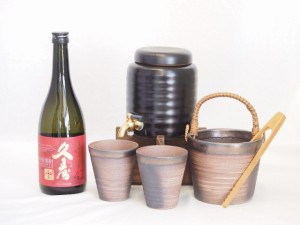 本格焼酎サーバー1000cc(18cm×24cm 1kg)萬古焼ペアカップ氷入れ竹トングセット宮崎本店 本格麦焼酎 長期貯蔵久寿41° (三重県) 720ml×1