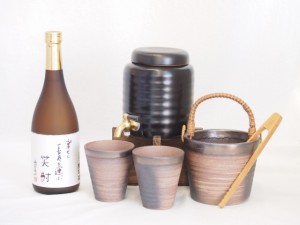 本格焼酎サーバー1000cc(18cm×24cm 1kg)萬古焼ペアカップ氷入れ竹トングセット東酒造 本格芋焼酎 幸せと長寿を運ぶ笑酎 (鹿児島県) 720m