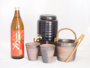 本格焼酎サーバー1000cc(18cm×24cm 1kg)萬古焼ペアカップ氷入れ竹トングセット田崎酒造 本格芋焼酎 炭火焼きいも使用鬼火 (鹿児島県) 90