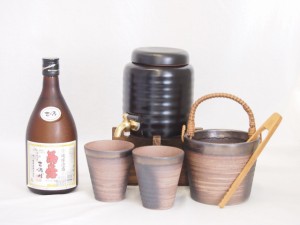 本格焼酎サーバー1000cc(18cm×24cm 1kg)萬古焼ペアカップ氷入れ竹トングセット菊之露酒造 古酒琉球泡盛菊之露 (沖縄県)  720ml×1本