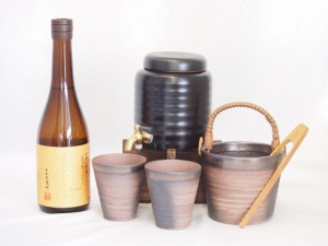 本格焼酎サーバー1000cc(18cm×24cm 1kg)萬古焼ペアカップ氷入れ竹トングセット西酒造 本格芋焼酎 富乃宝山 (鹿児島県) 720ml×1本