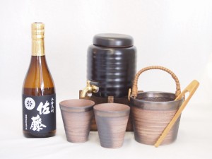 本格焼酎サーバー1000cc(18cm×24cm 1kg)萬古焼ペアカップ氷入れ竹トングセット佐藤酒造 本格芋焼酎 黒麹仕込み佐藤黒 (鹿児島県) 720ml