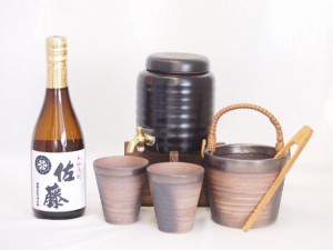 本格焼酎サーバー1000cc(18cm×24cm 1kg)萬古焼ペアカップ氷入れ竹トングセット佐藤酒造 本格芋焼酎 白麹仕込み佐藤白 (鹿児島県) 720ml